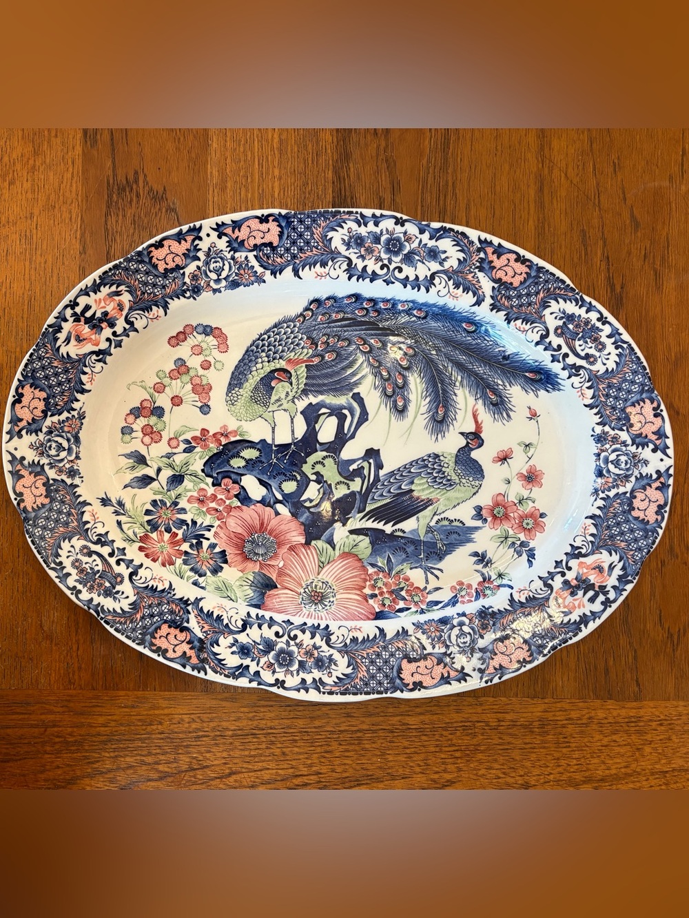 Vintage Toyo Turkey Platter. Peacock design Japanese grandma-chic